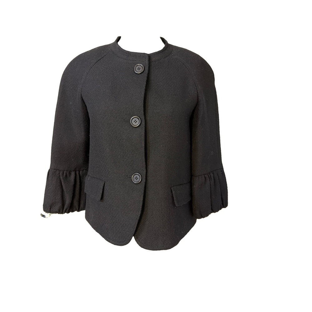 Talbots Sz 6 Wool Twill Blazer Cardigan Black Preppy Career Whimsygoth